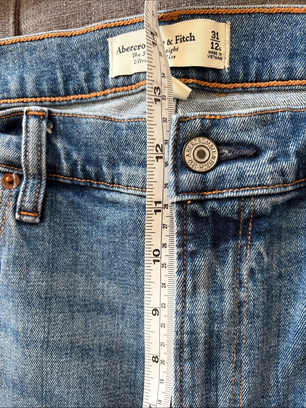 Abercrombie & Fitch the slim straight ultra high rise Jeans 31/12L curve love - Picture 7 of 16